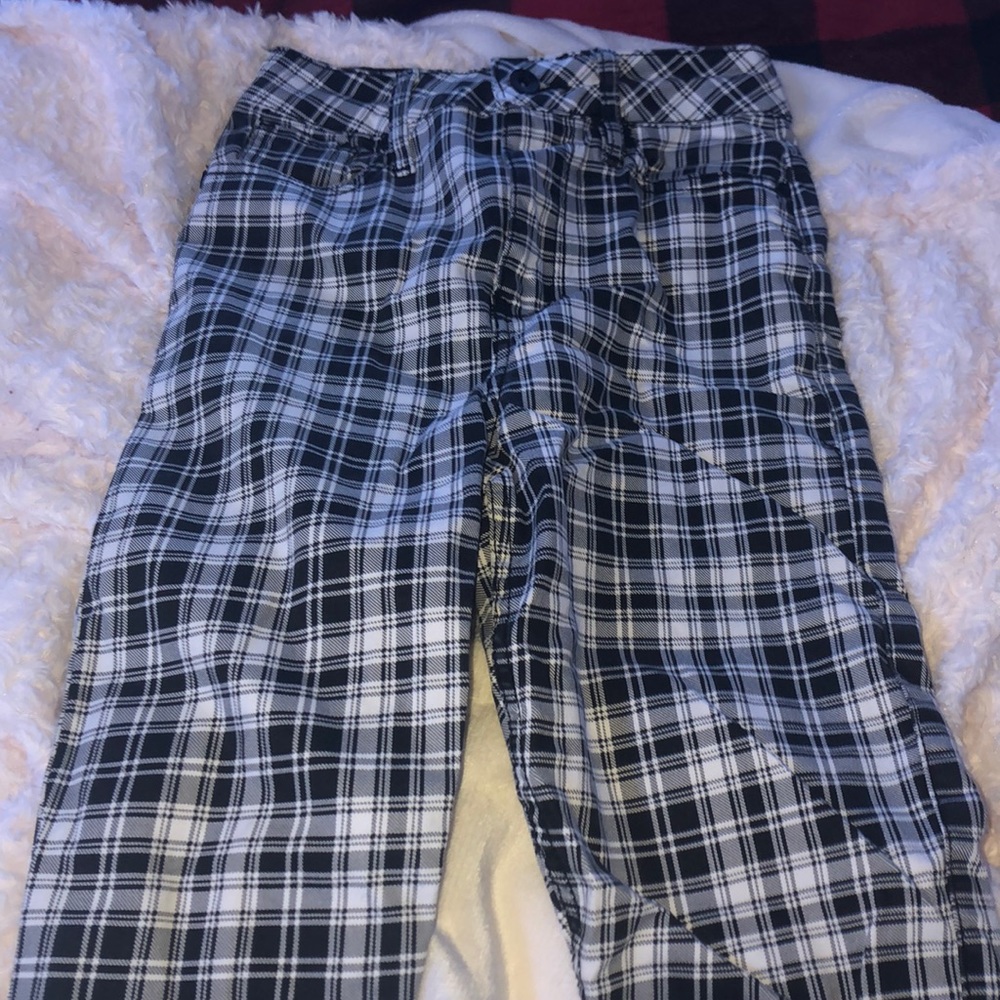 Hot Topic black/white plaid jeggings jeans size 3
